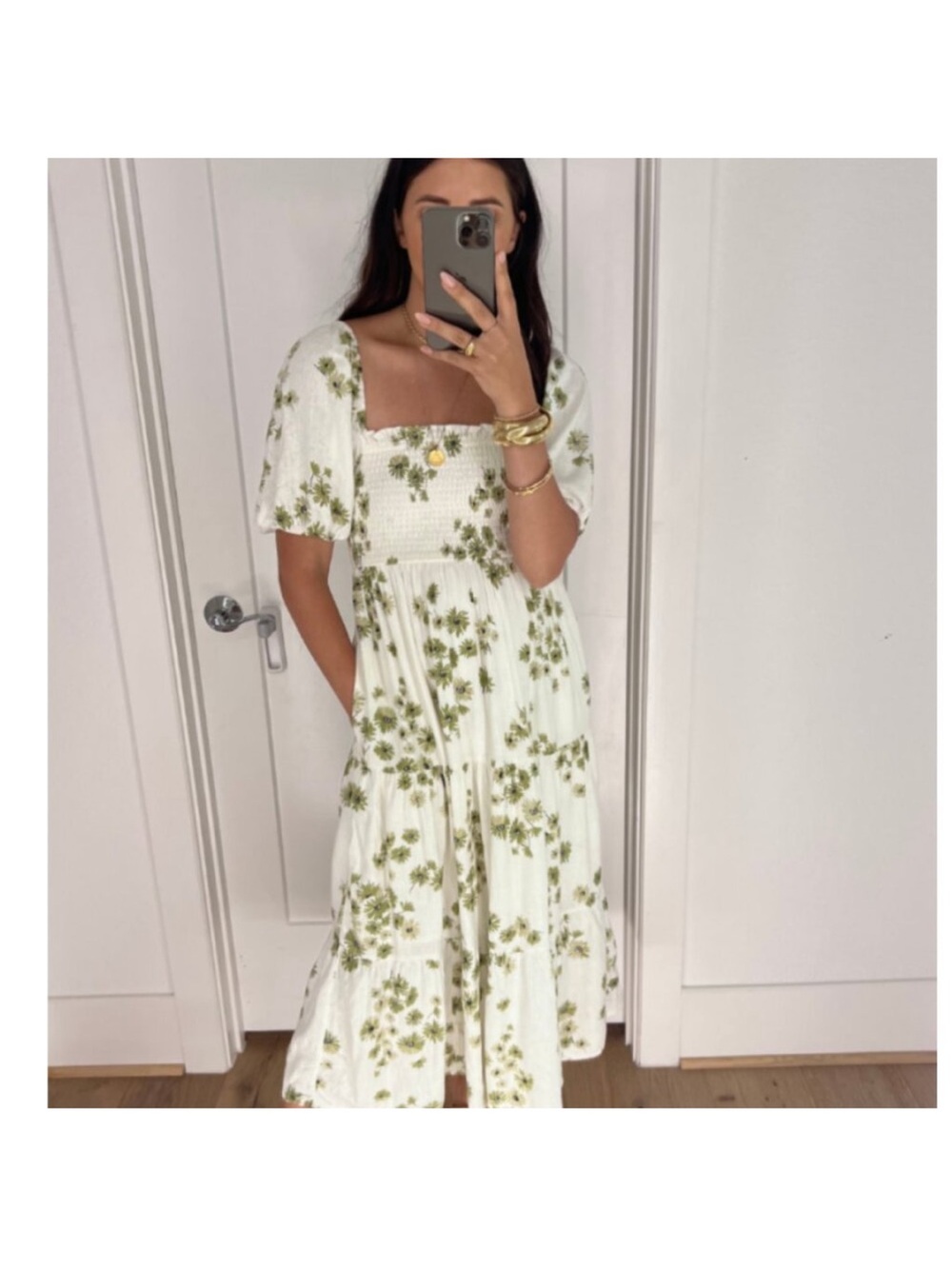NWT Abercrombie & Fitch Smocked Puff Sleeve Floral Madi Dress - Picture 5 of 8